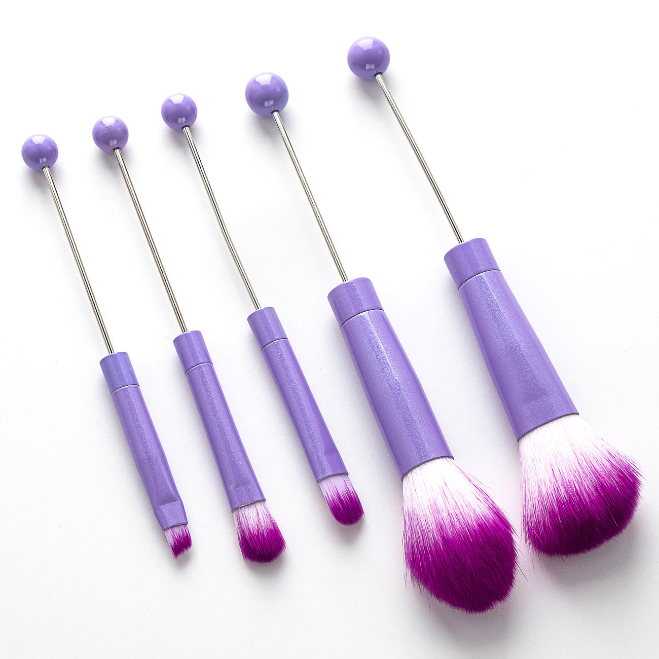 5 DIY beaded makeup brush set with metal handle Blush Brush Loose Brush Oblique Eye Shadow Brow Brush Beauty tool