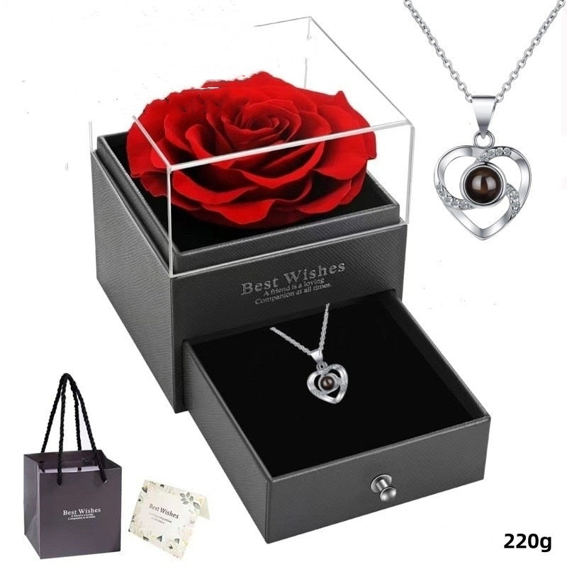 100 Languages I Love You Projection Necklace for Women Premium Feeling Peach Heart Pendant for Men