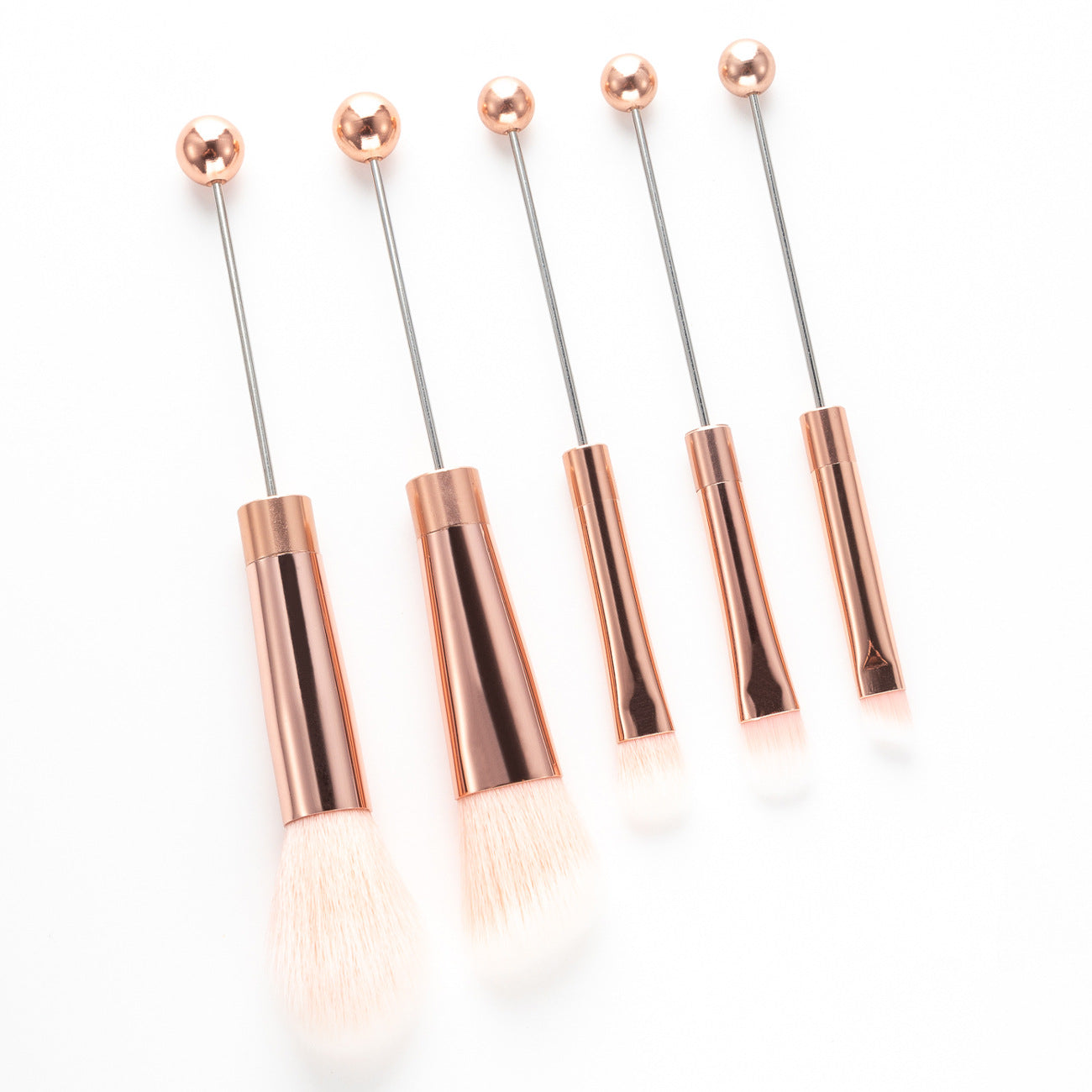 5 DIY beaded makeup brush set with metal handle Blush Brush Loose Brush Oblique Eye Shadow Brow Brush Beauty tool