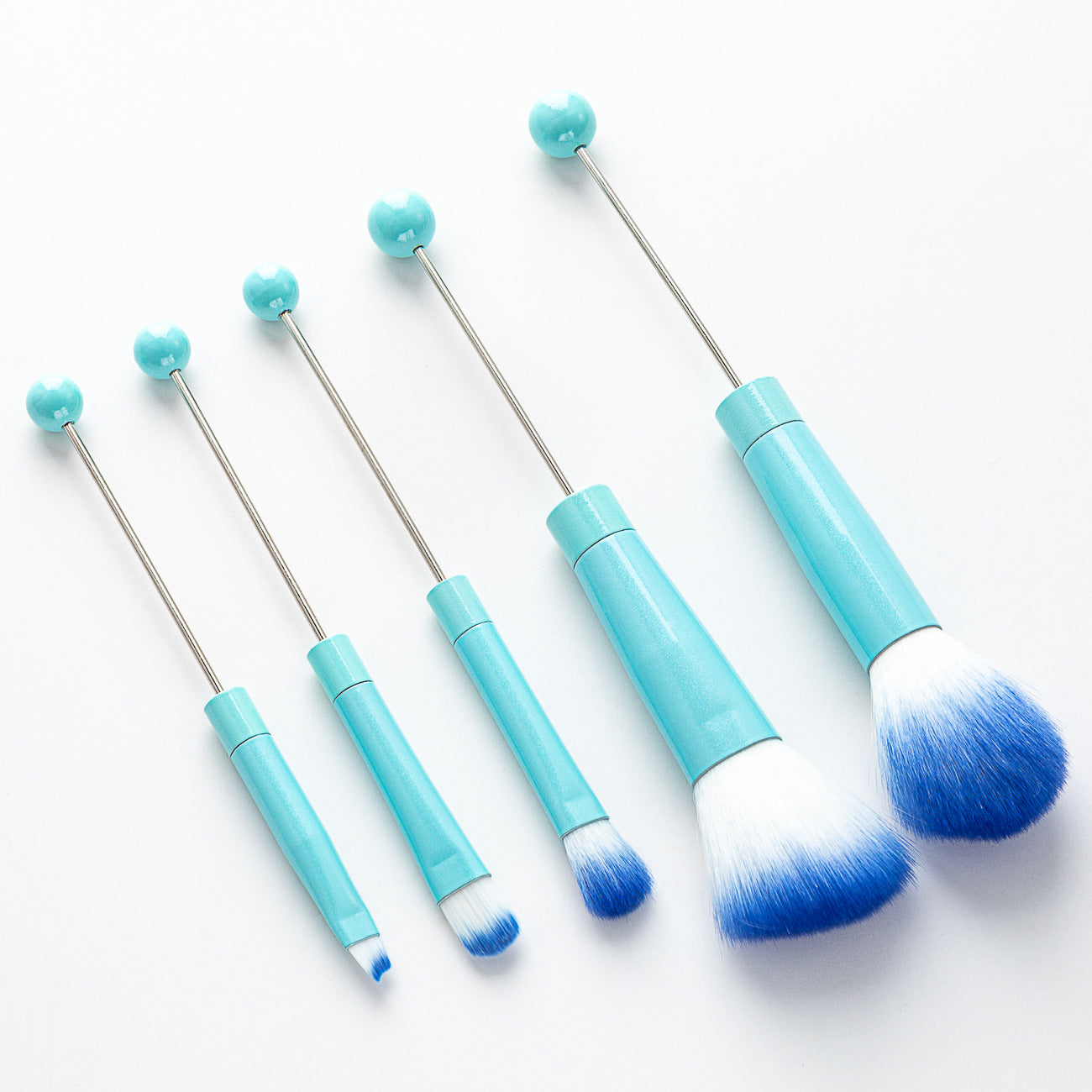 5 DIY beaded makeup brush set with metal handle Blush Brush Loose Brush Oblique Eye Shadow Brow Brush Beauty tool