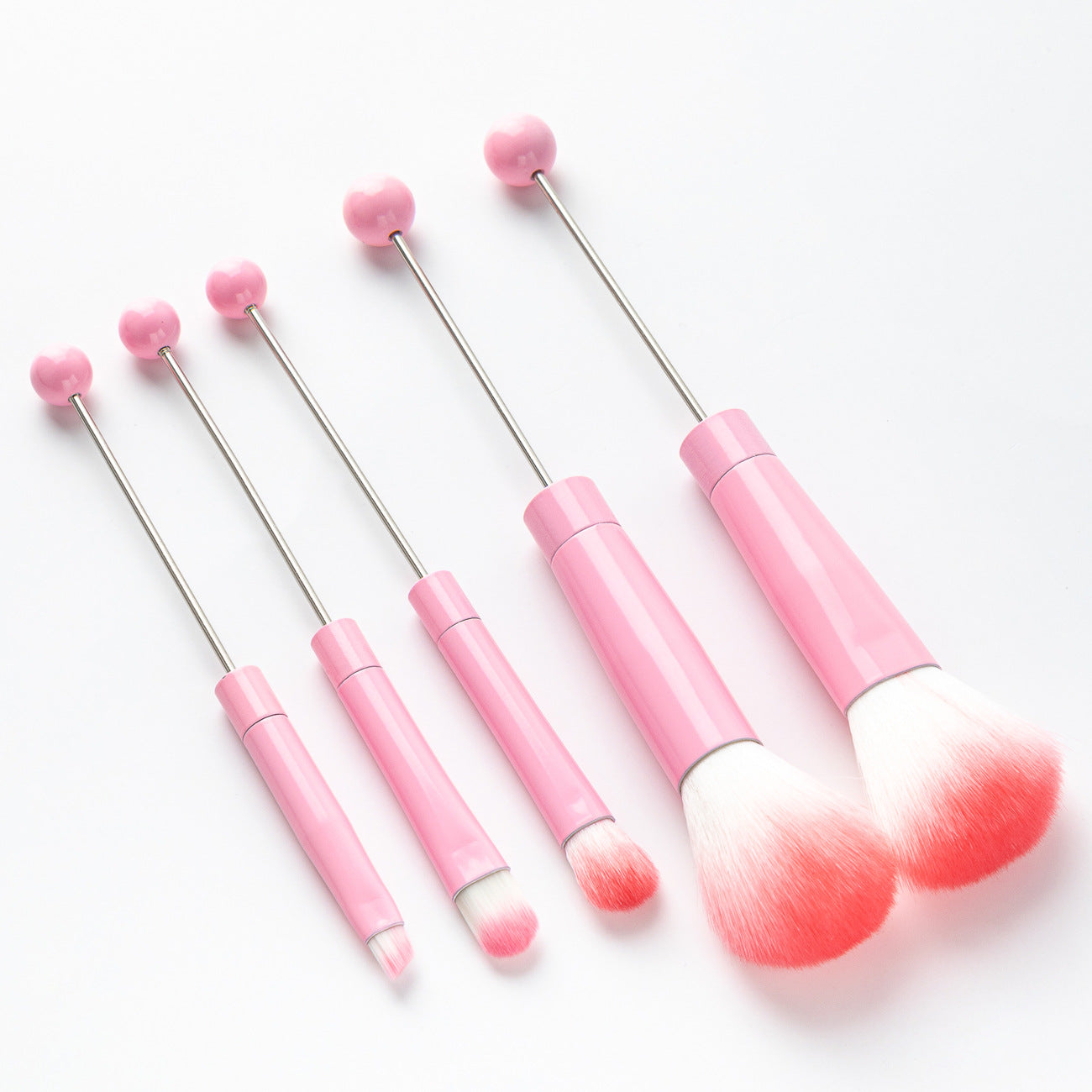 5 DIY beaded makeup brush set with metal handle Blush Brush Loose Brush Oblique Eye Shadow Brow Brush Beauty tool