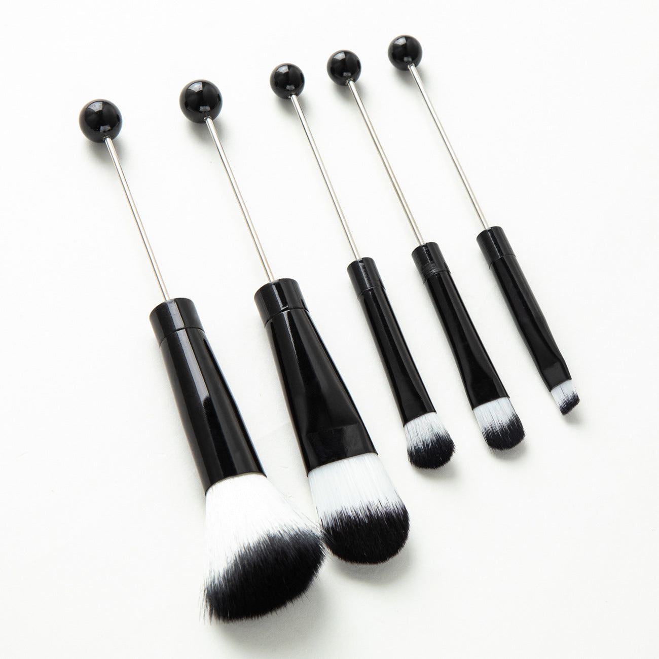 5 DIY beaded makeup brush set with metal handle Blush Brush Loose Brush Oblique Eye Shadow Brow Brush Beauty tool